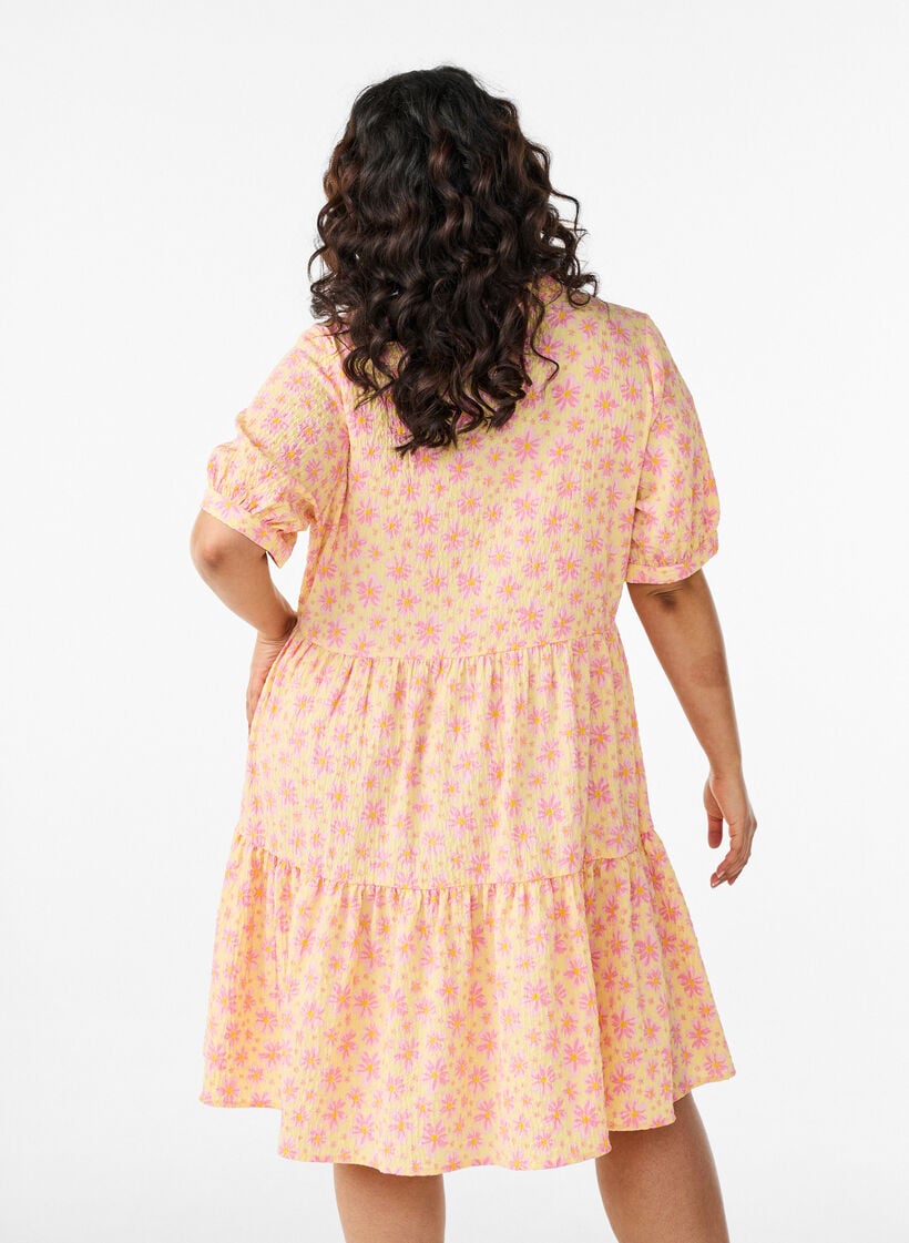 Lyhyt A-linjainen mekko, Keltainen, Model image number 2