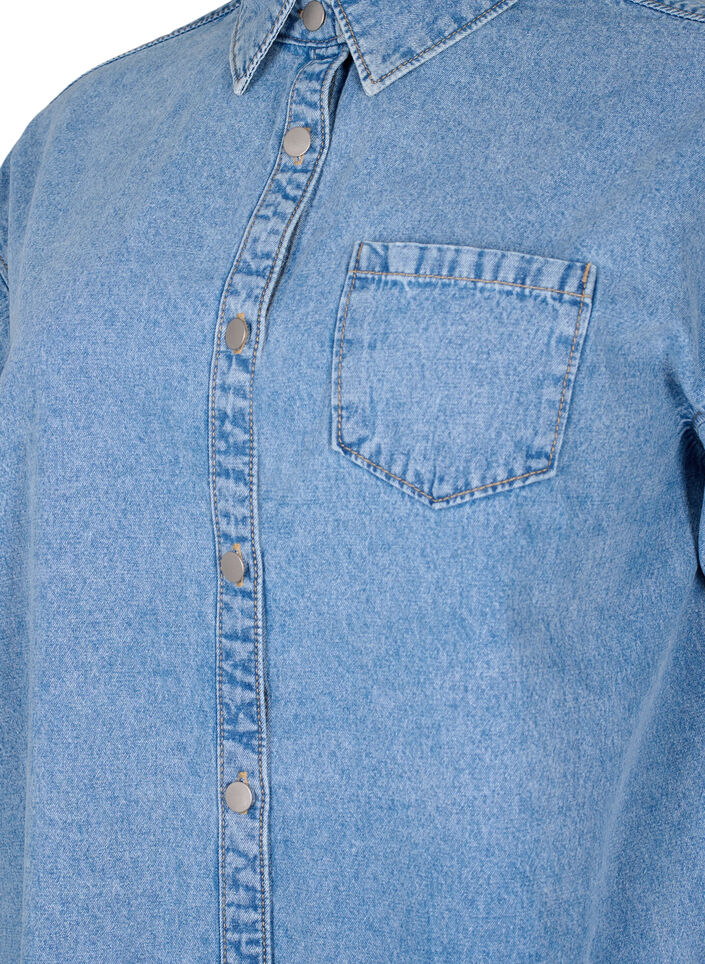 Väljä farkkupaita, jossa on rintatasku, Light blue denim, Packshot image number 2