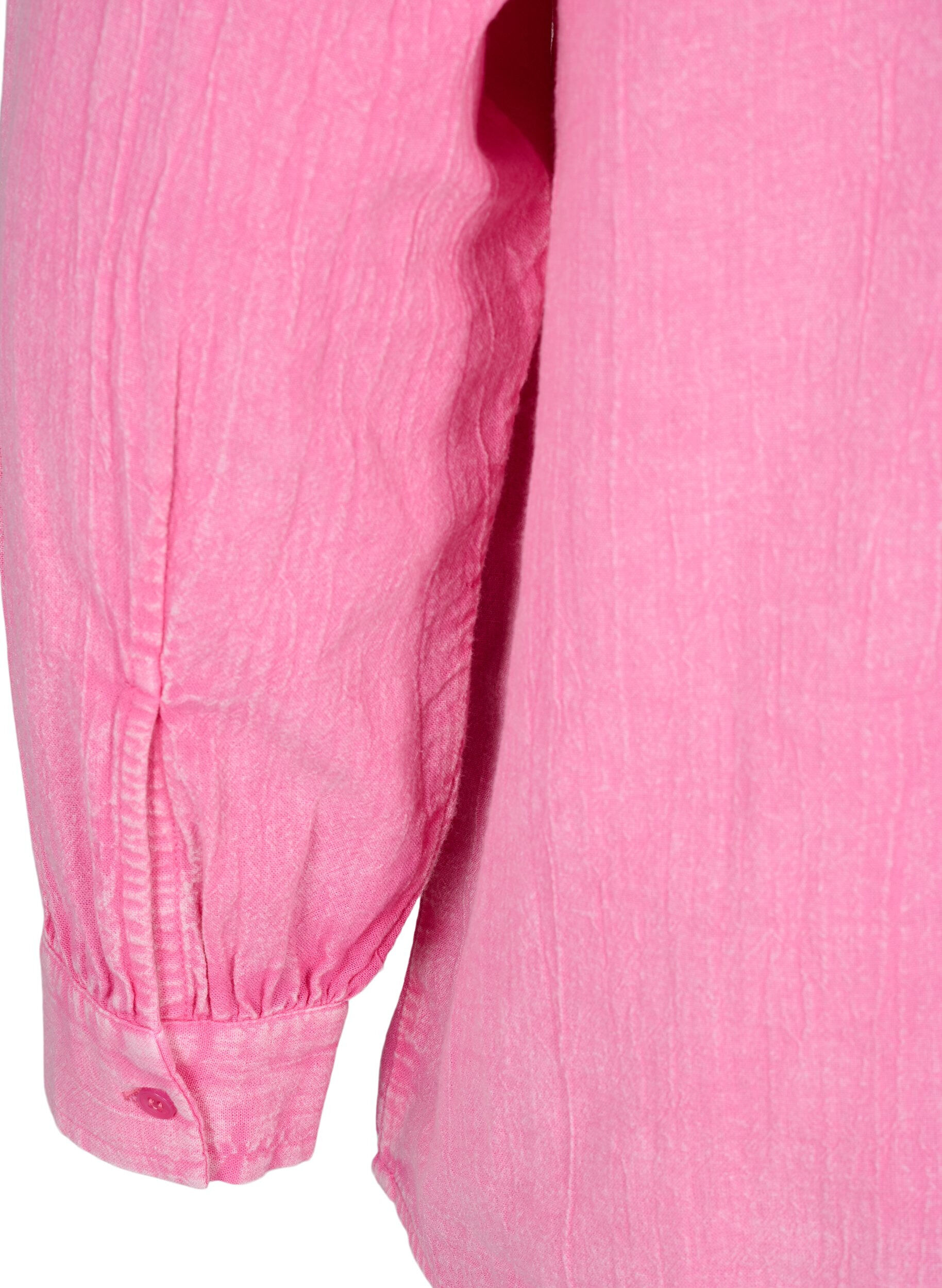 Zizzi Yksiv&auml;rinen denim-paita, Pink Power, Packshot image number 3