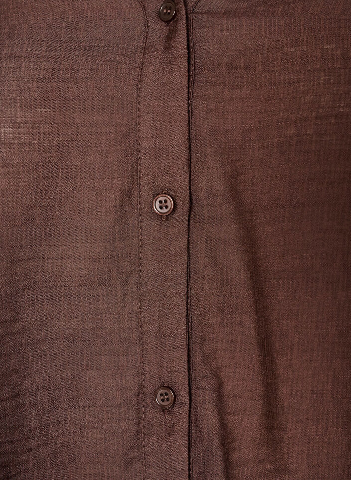 Viskoosipaita kirjotuilla hihoilla, Ruskea, Packshot image number 2