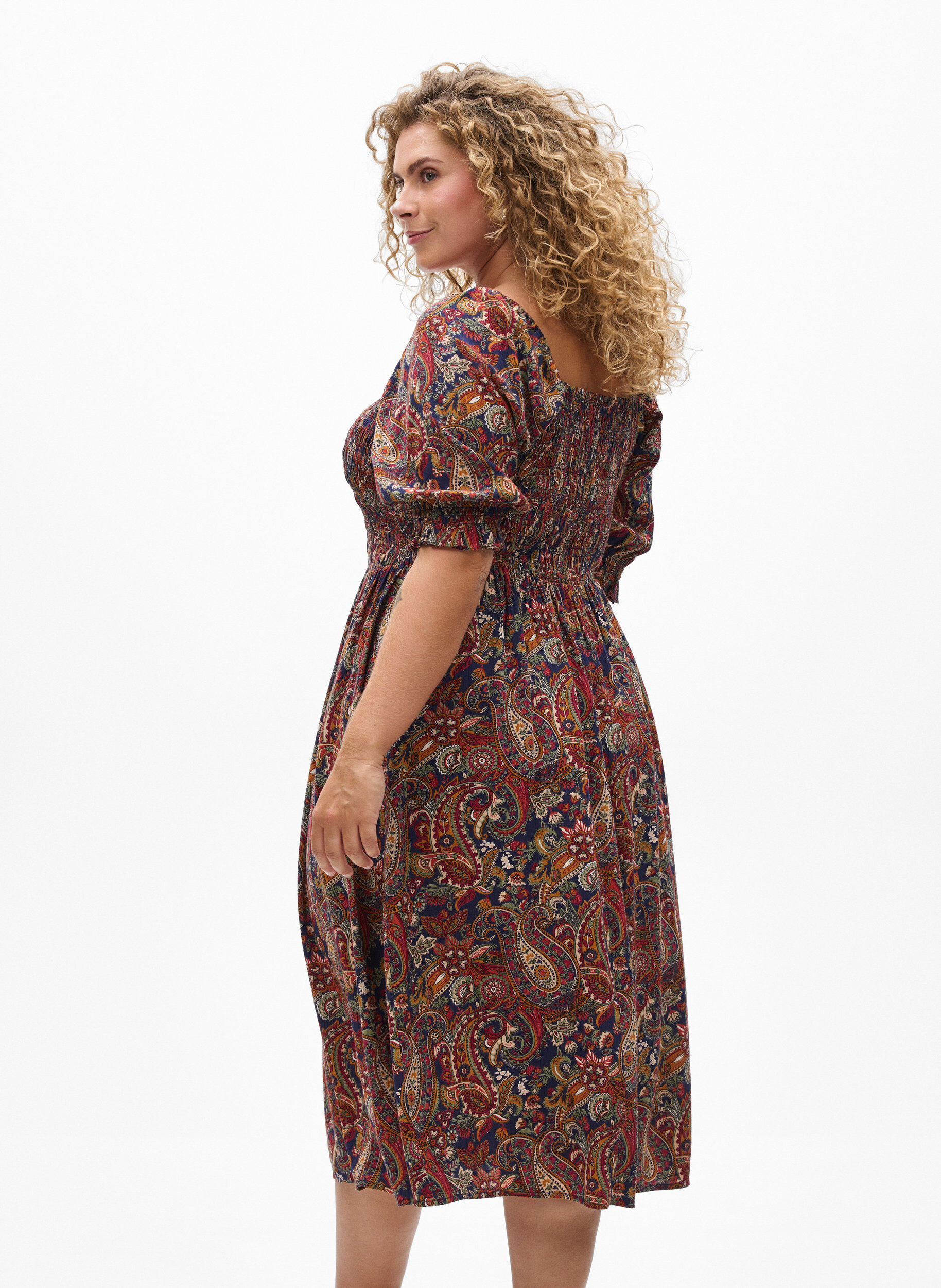 ZizziKes&auml;mekko viskoosista paisley-kuosilla, Sininen, Model image number 2