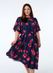 Midimekko ruusukuosilla ja lyhyill&auml; laskostetuilla hihoilla, Sininen, Model image number 0