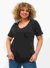 Yksivärinen perus t-paita puuvillasta, Black, Model