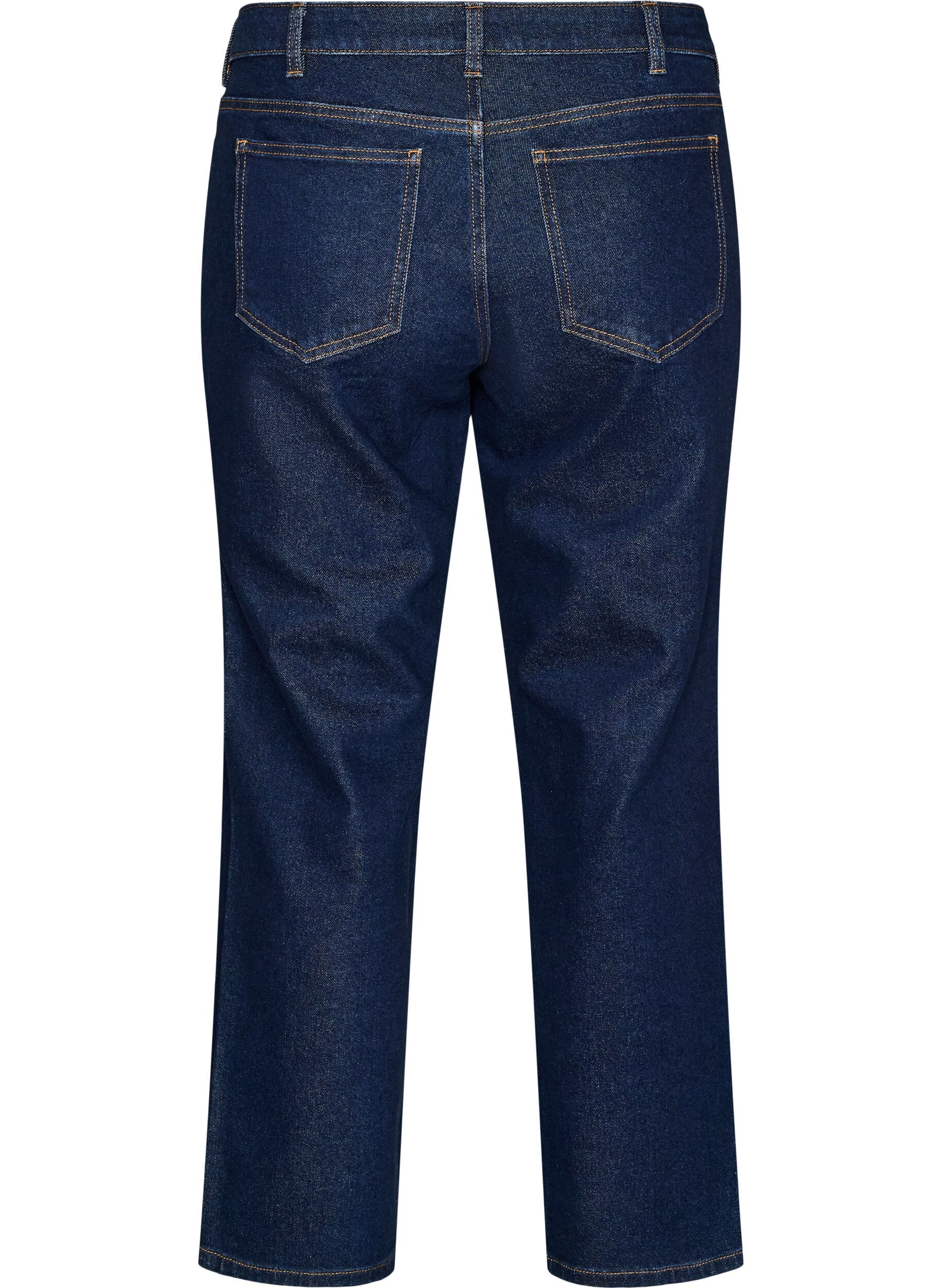 ZizziCropped straight fit -farkut normaalilla vy&ouml;t&auml;r&ouml;ll&auml;, Sininen, Packshot image number 1
