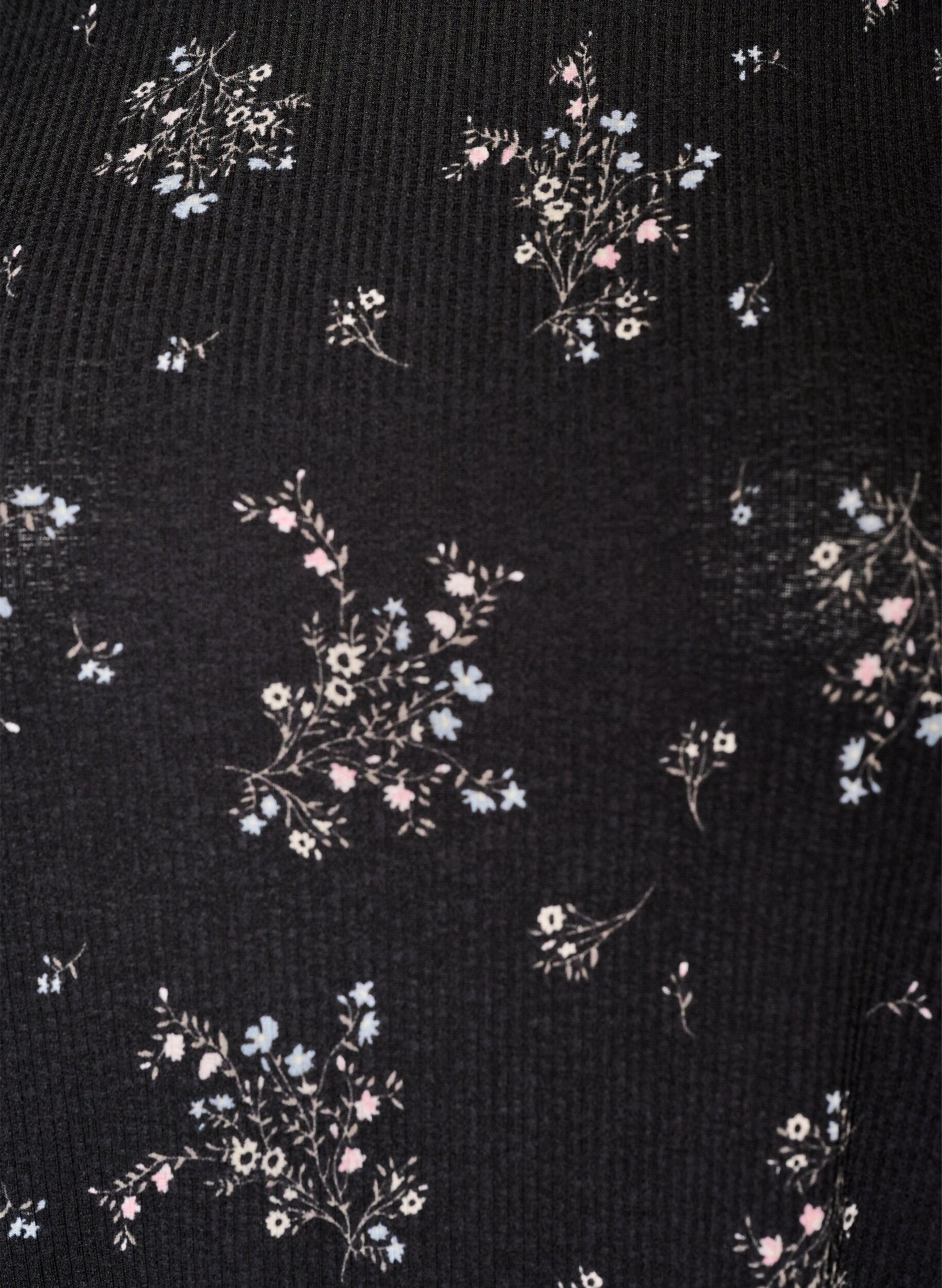 ZizziKuvioitu pusero, jossa on lyhyet hihat, Musta, Packshot image number 2