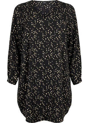 V-kauluksellinen mekko kuviolla, Black Dot AOP, Packshot image number 0