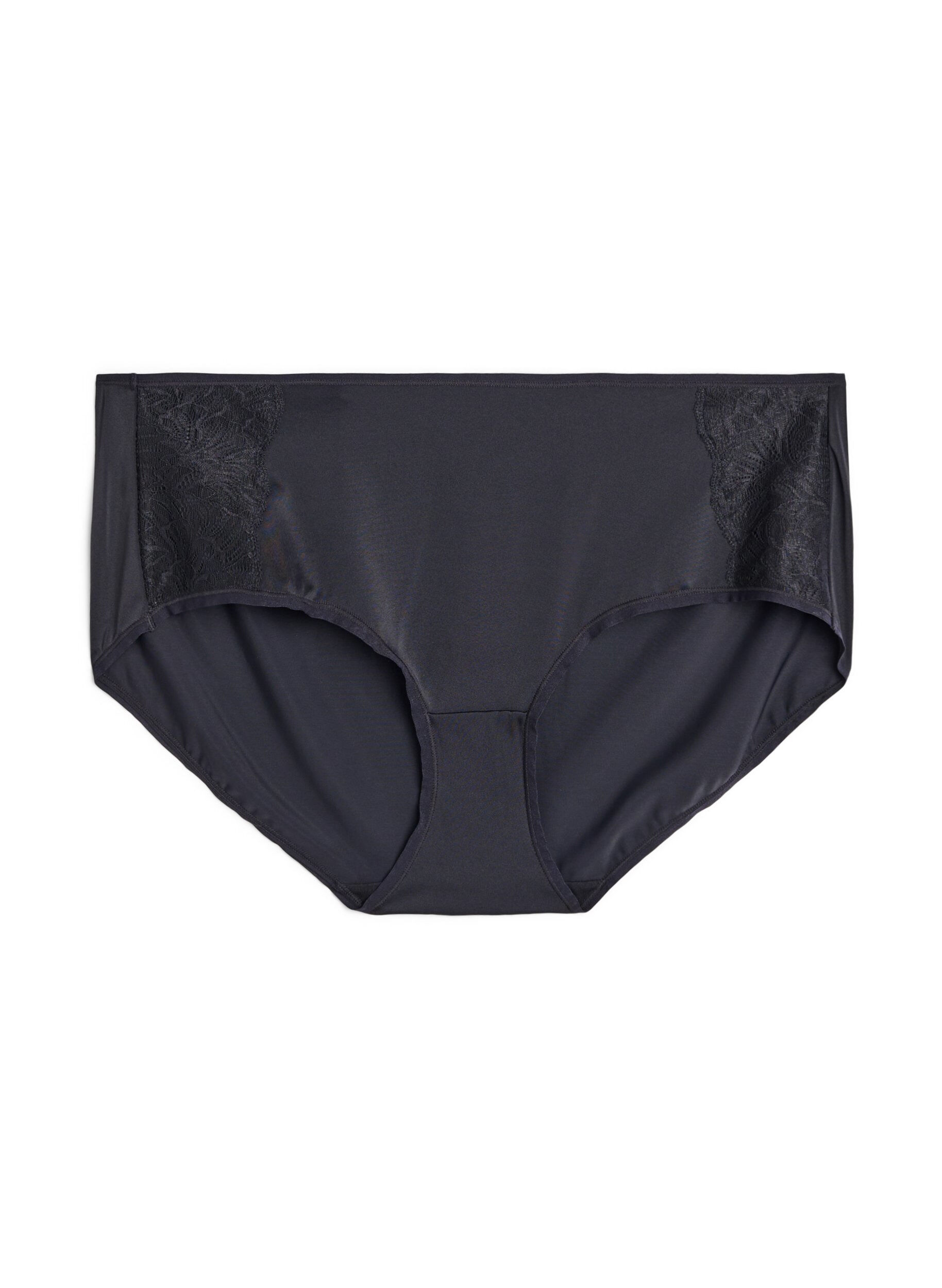 Zizzi 2kpl alushousuja normaalilla vy&ouml;t&auml;r&ouml;ll&auml;, Musta, Packshot image number 2