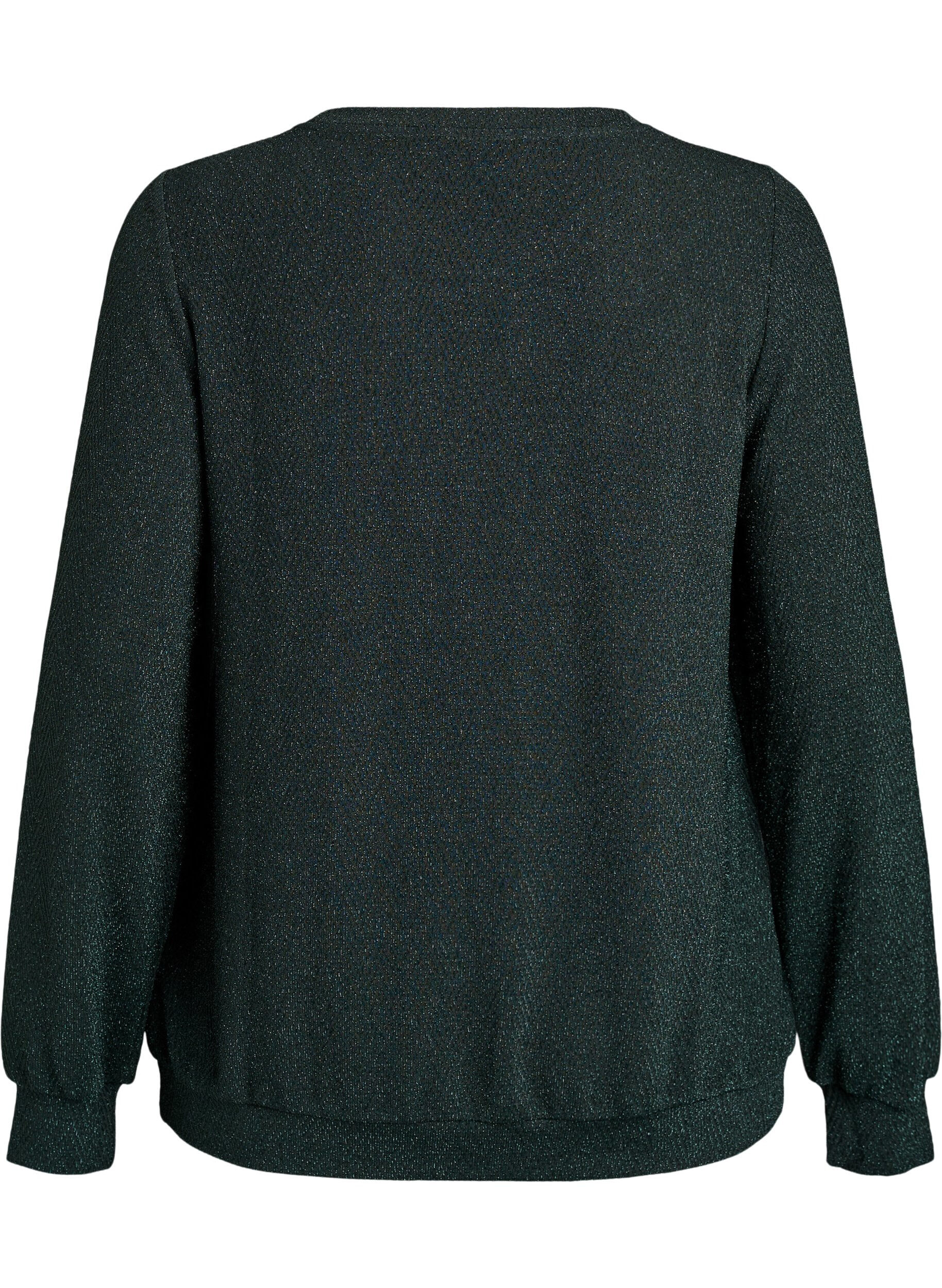 Zizzi Pusero, jossa kalanruotokuvio ja kimallelanka, Vihre&auml;, Packshot image number 1