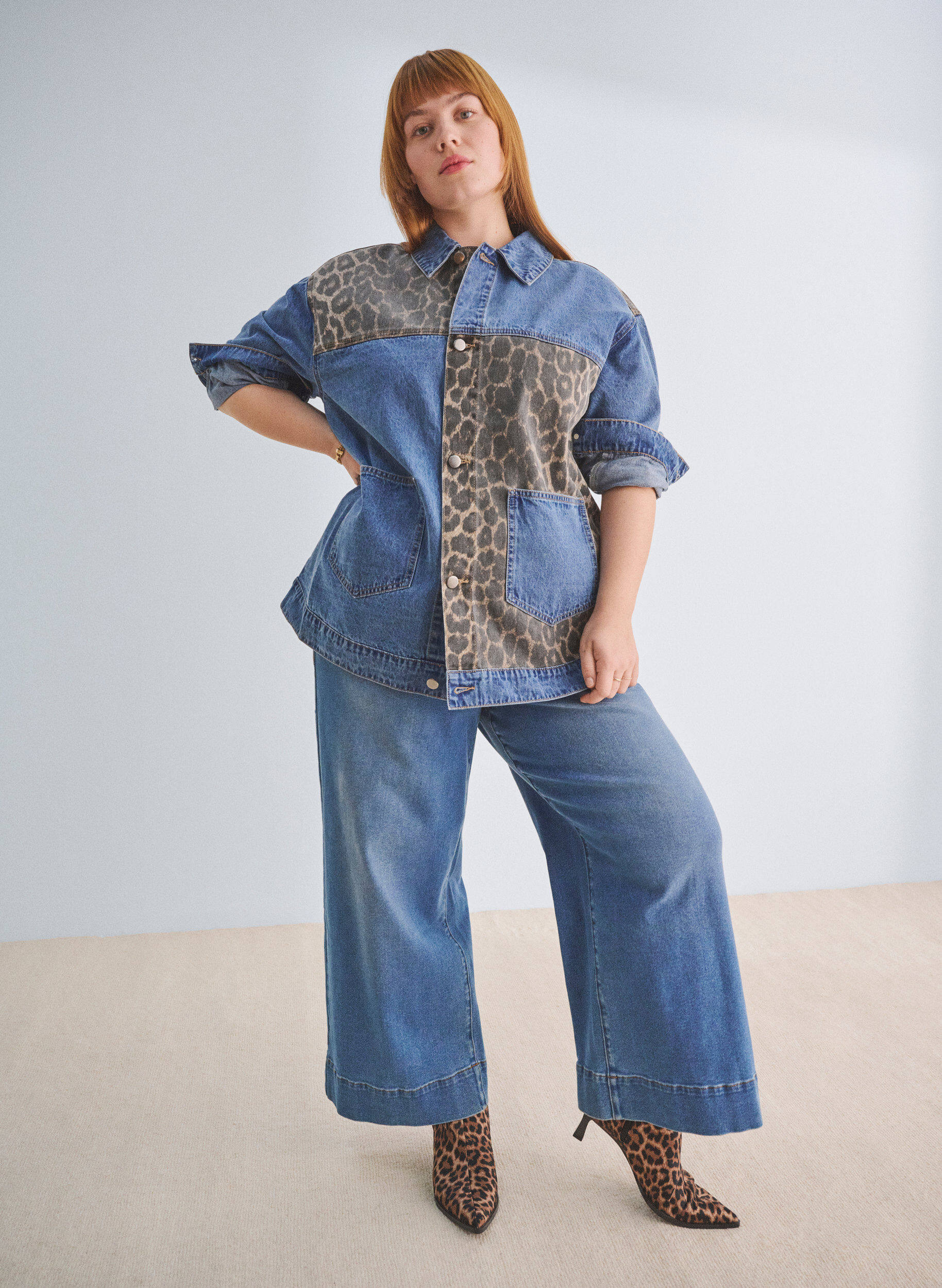 Zizzi Kropatut farkut leveill&auml; lahkeilla, Sininen, Image image number 0