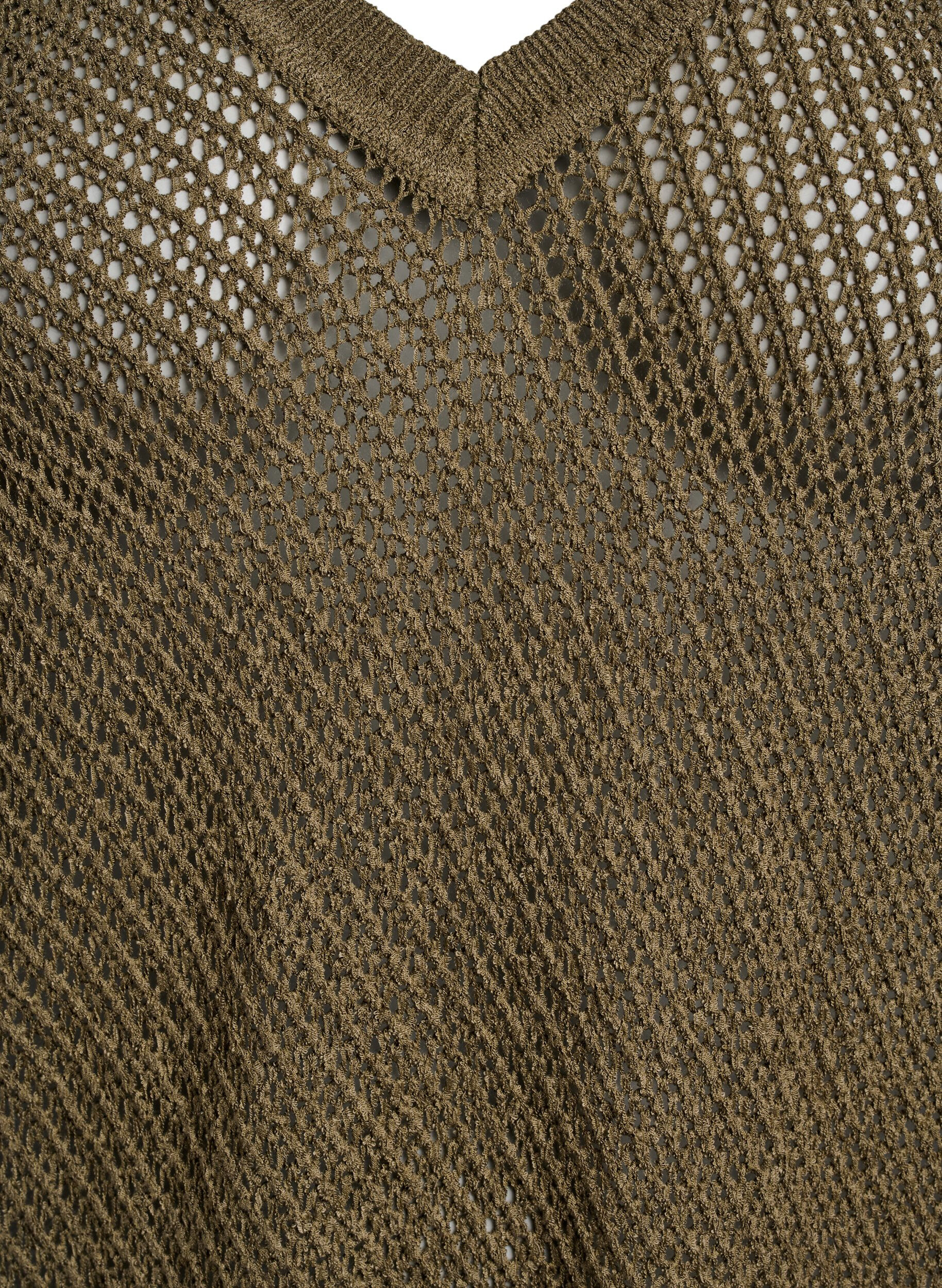 Zizzi FLASH - Lyhythihainen neulepusero v-aukolla, Vihre&auml;, Packshot image number 2