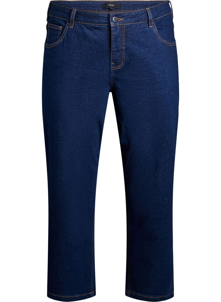 Cropped Vera -farkut, joissa on suora istuvuus, Sininen, Packshot image number 0