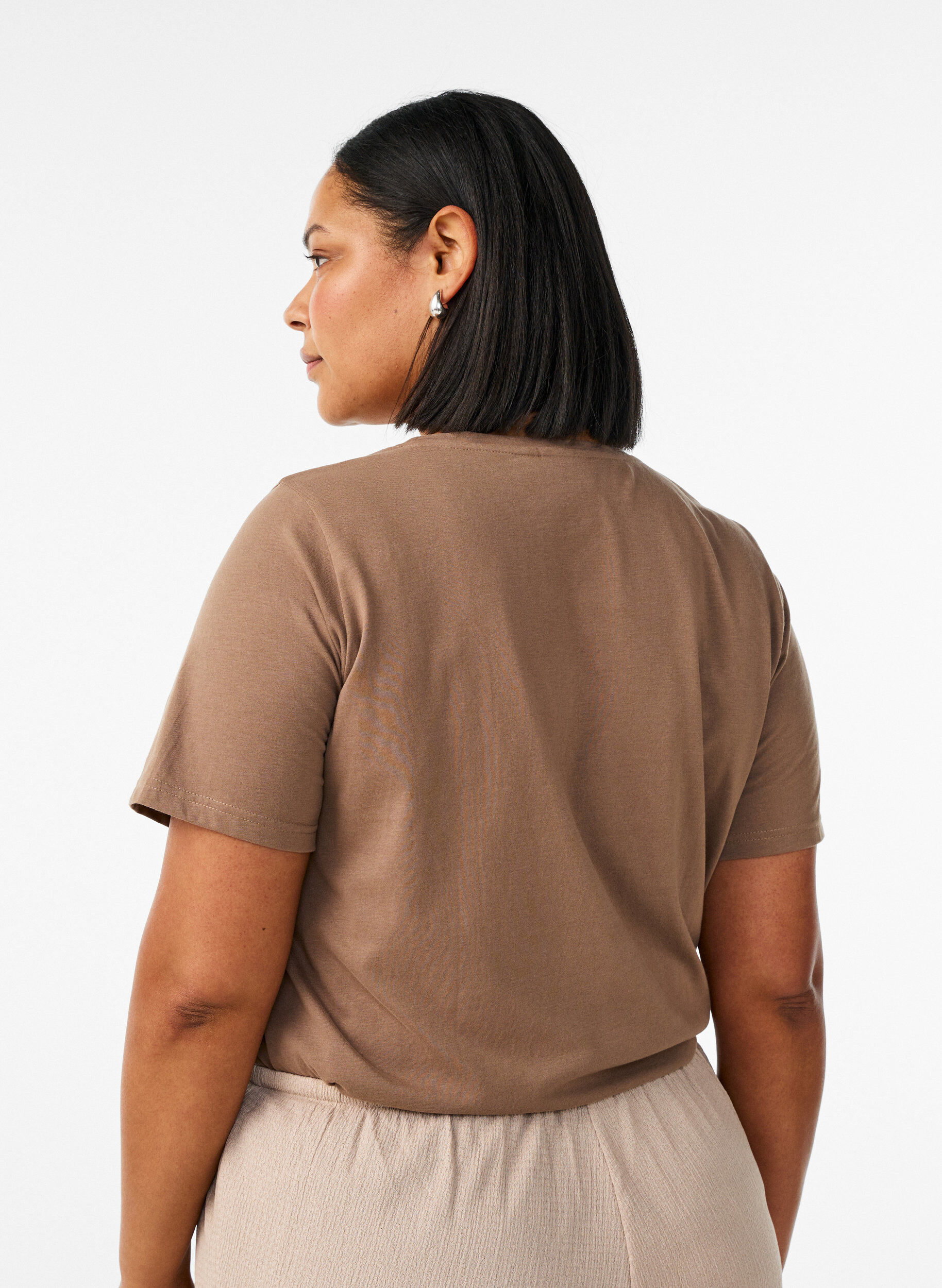 ZizziT-paita printill&auml;, Ruskea, Model image number 2