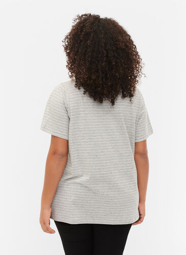 Meleerattu puuvillainen t-paita , Light Grey Melange, Model image number 1