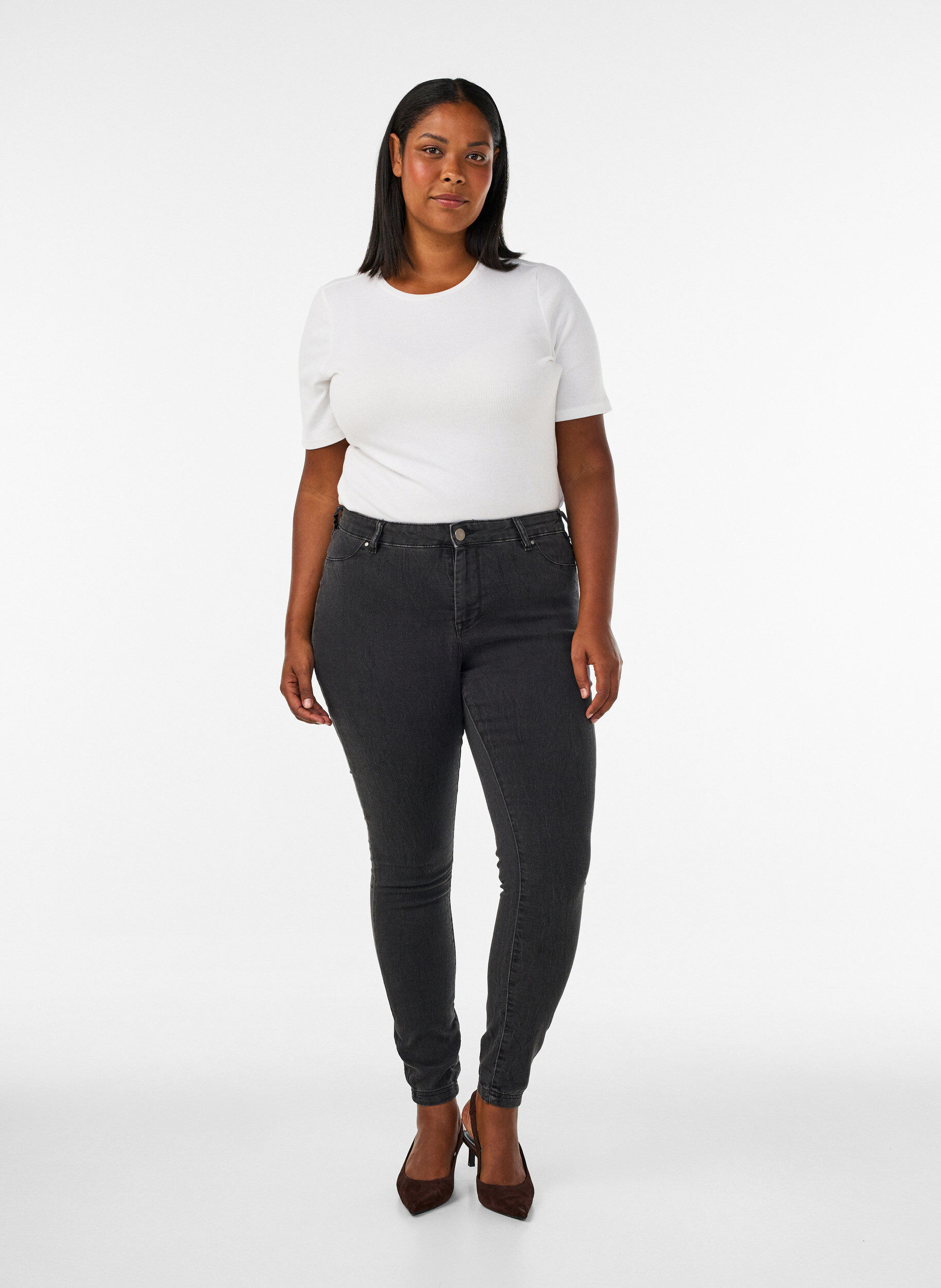 Jeggingsit puuvillasekoitteesta, Grey Denim, Model