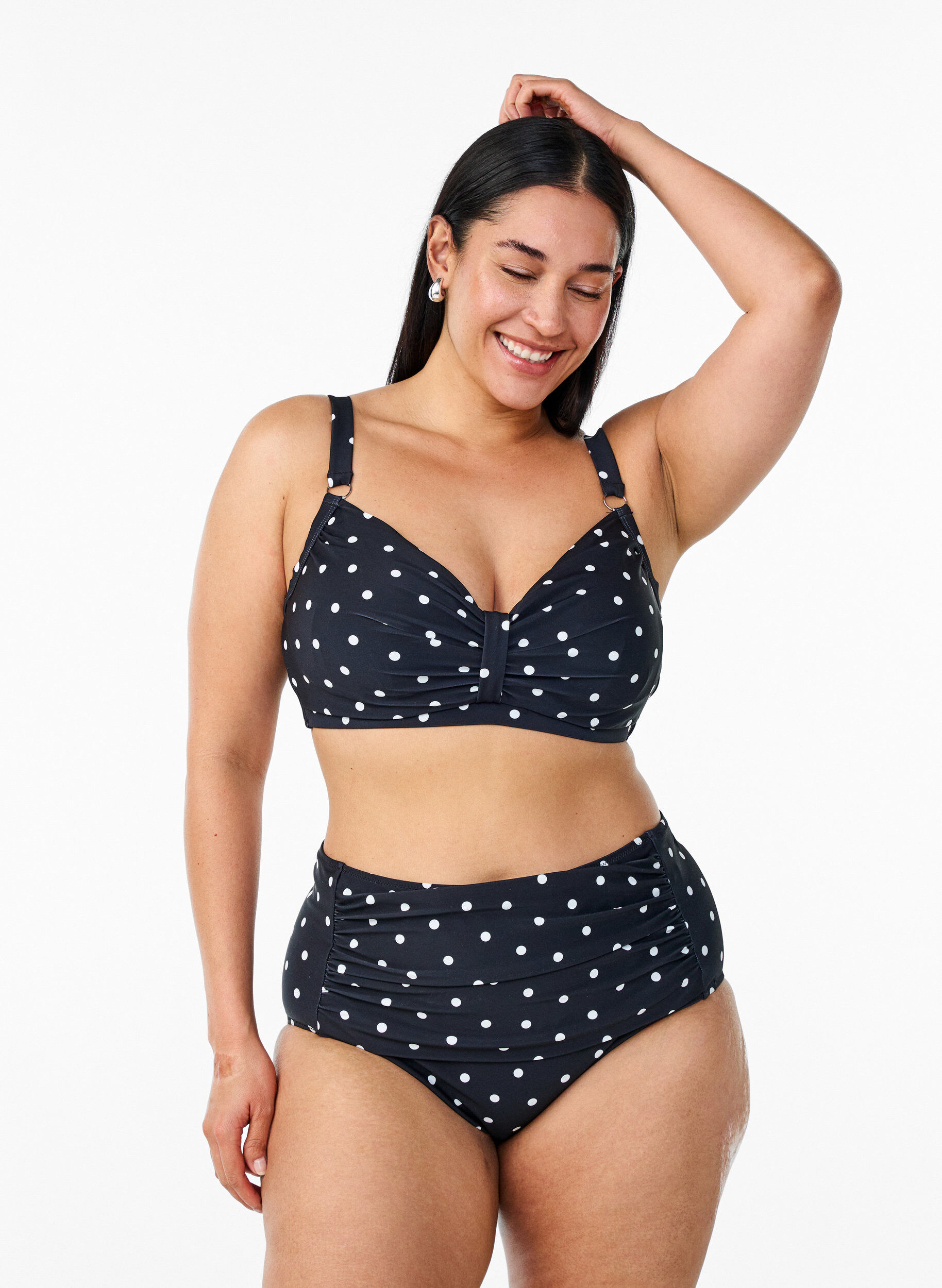 ZizziKaarituelliset bikiniyl&auml;osa kuosilla, Musta, Model image number 1