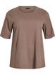 Ribattu jerseypusero, jossa on lyhyet hihat, Ruskea, Packshot image number 0