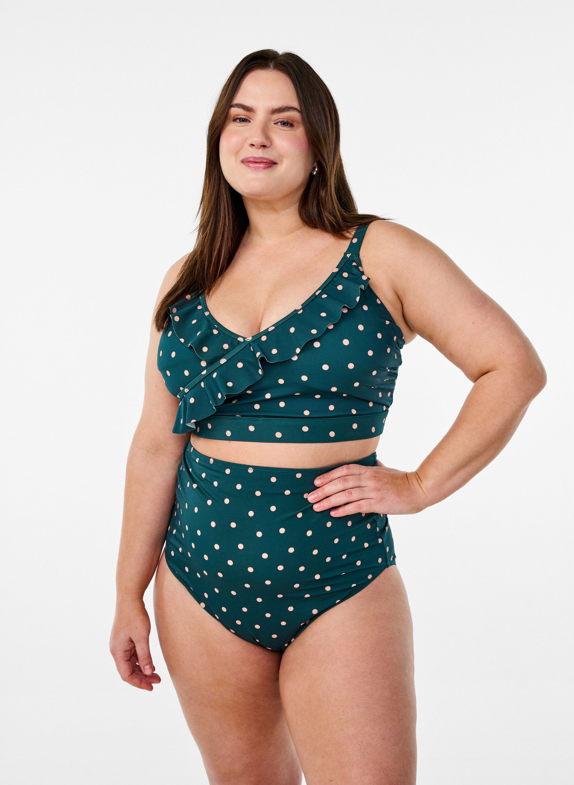 ZizziPilkullinen bikinitoppi r&ouml;yhel&ouml;yksityiskohdilla, Vihre&auml;, Image image number 0
