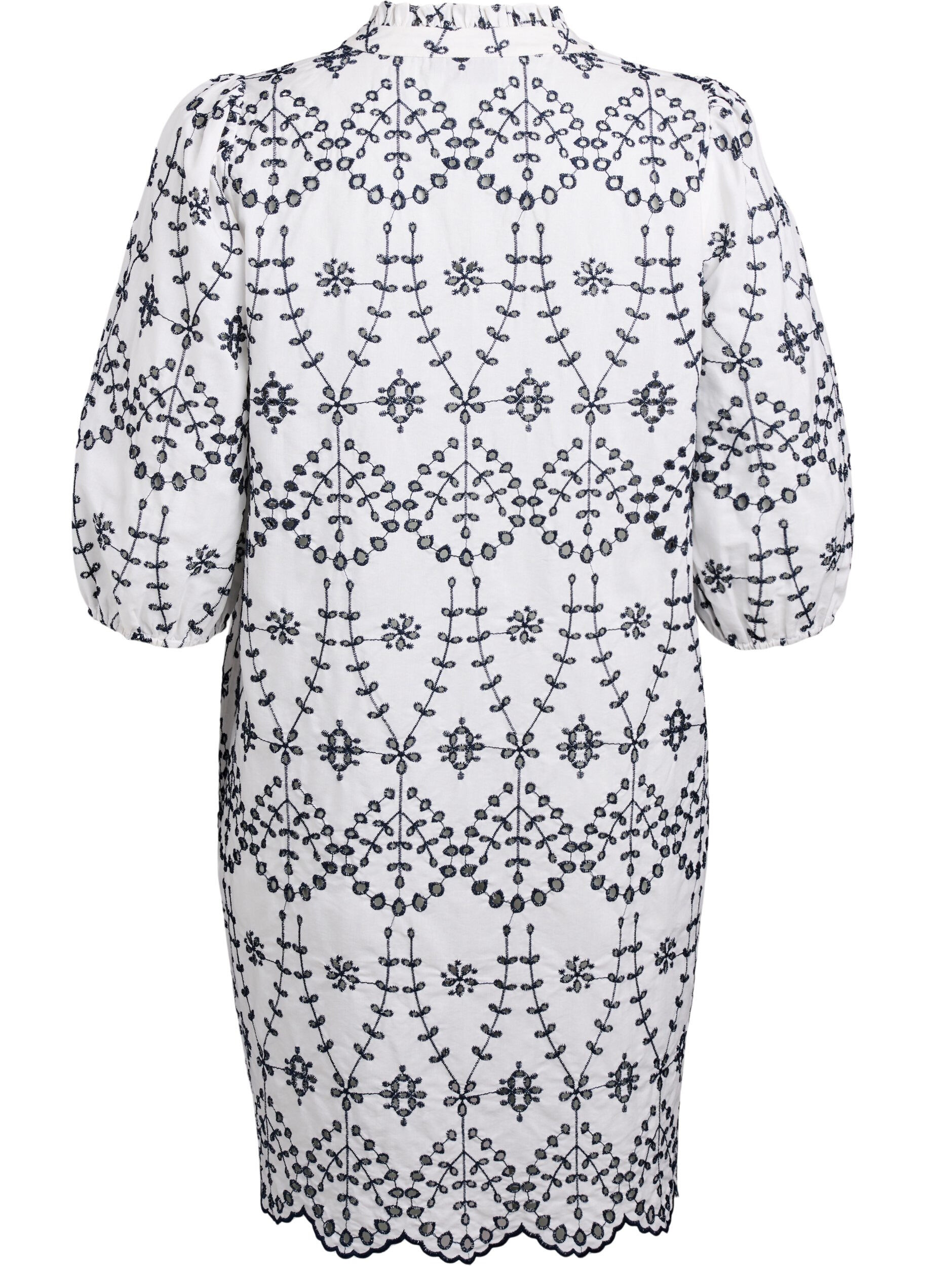 Zizzi Mekko kontrastia luovalla anglais-kirjonnalla, White w. Navy Blazer, Packshot image number 1