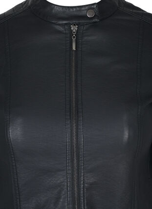 Keinonahkainen takki taskuilla, Black, Packshot image number 2