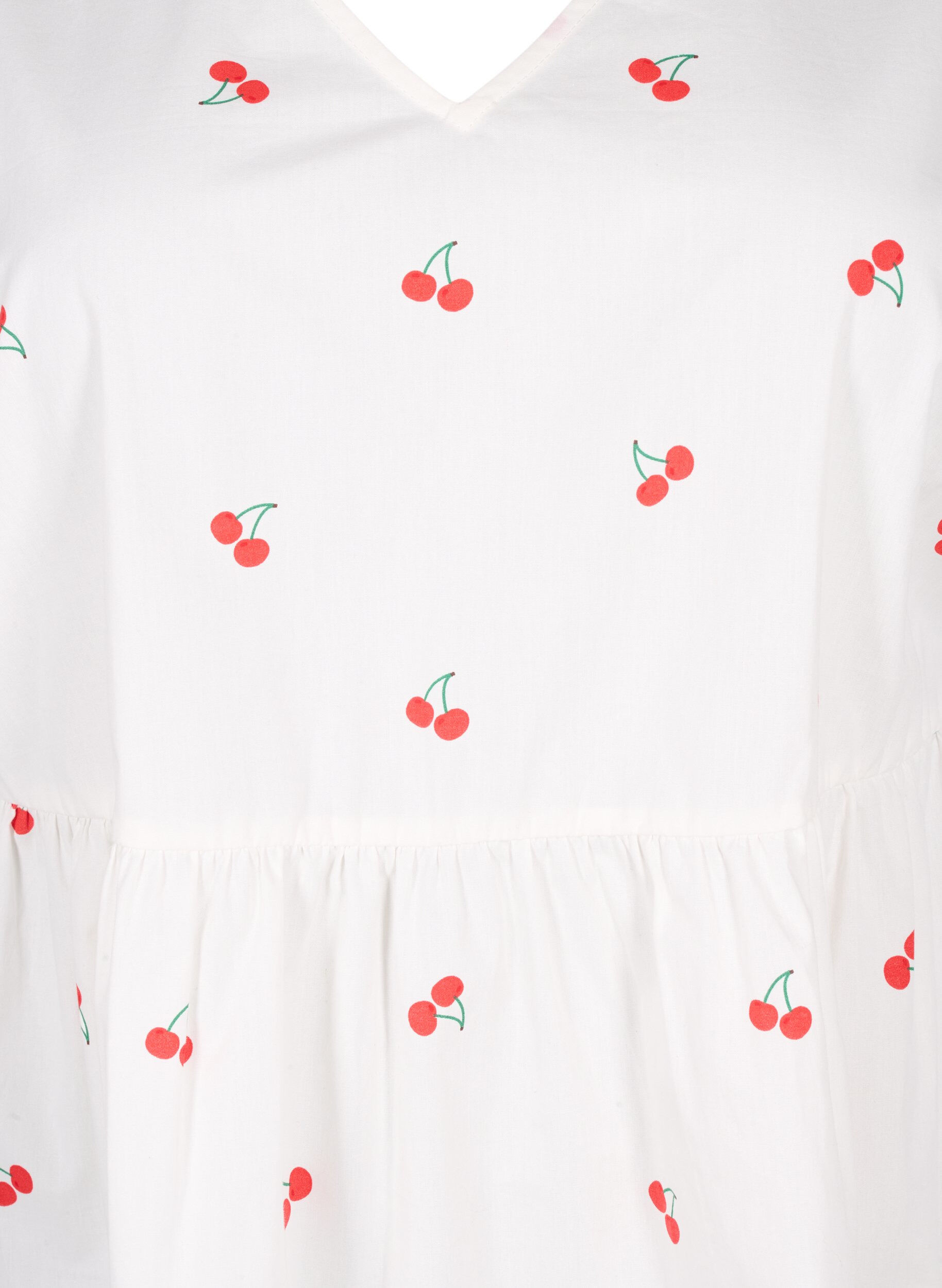 Zizzi Mekko, jossa on kirsikkakuviointi ja A-malli, B. White/Cherry, Packshot image number 2