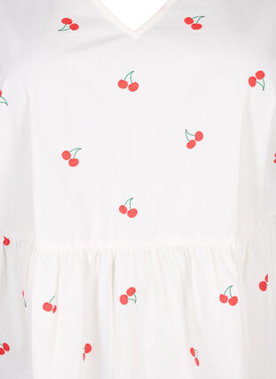 Mekko, jossa on kirsikkakuviointi ja A-malli, B. White/Cherry, Packshot image number 2