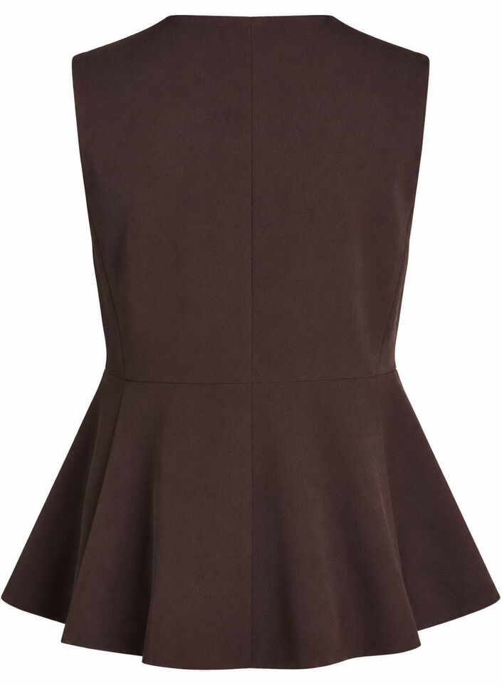 Raitakuvioinen liivi peplum-helmalla, Ruskea, Packshot image number 1