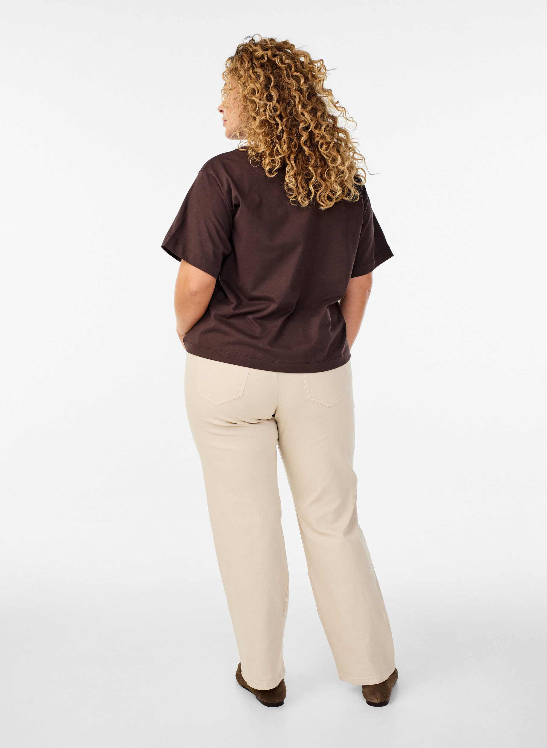 Zizzi Gemma korkeavy&ouml;t&auml;r&ouml;iset farkut, Beige, Model image number 1