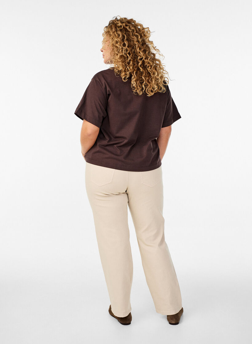 Gemma korkeavyötäröiset farkut, Beige, Model image number 1