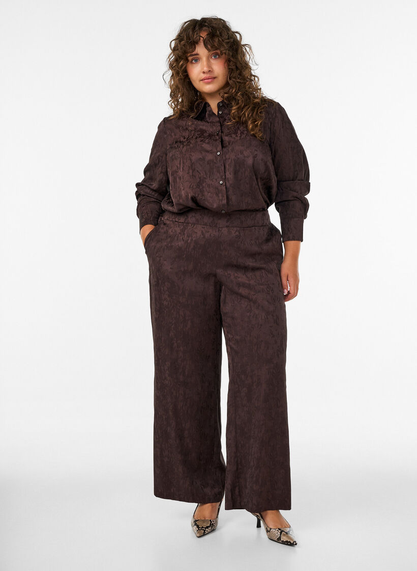 Paita samans&auml;vyisell&auml; paisley-kuviolla, Ruskea, Model image number 1