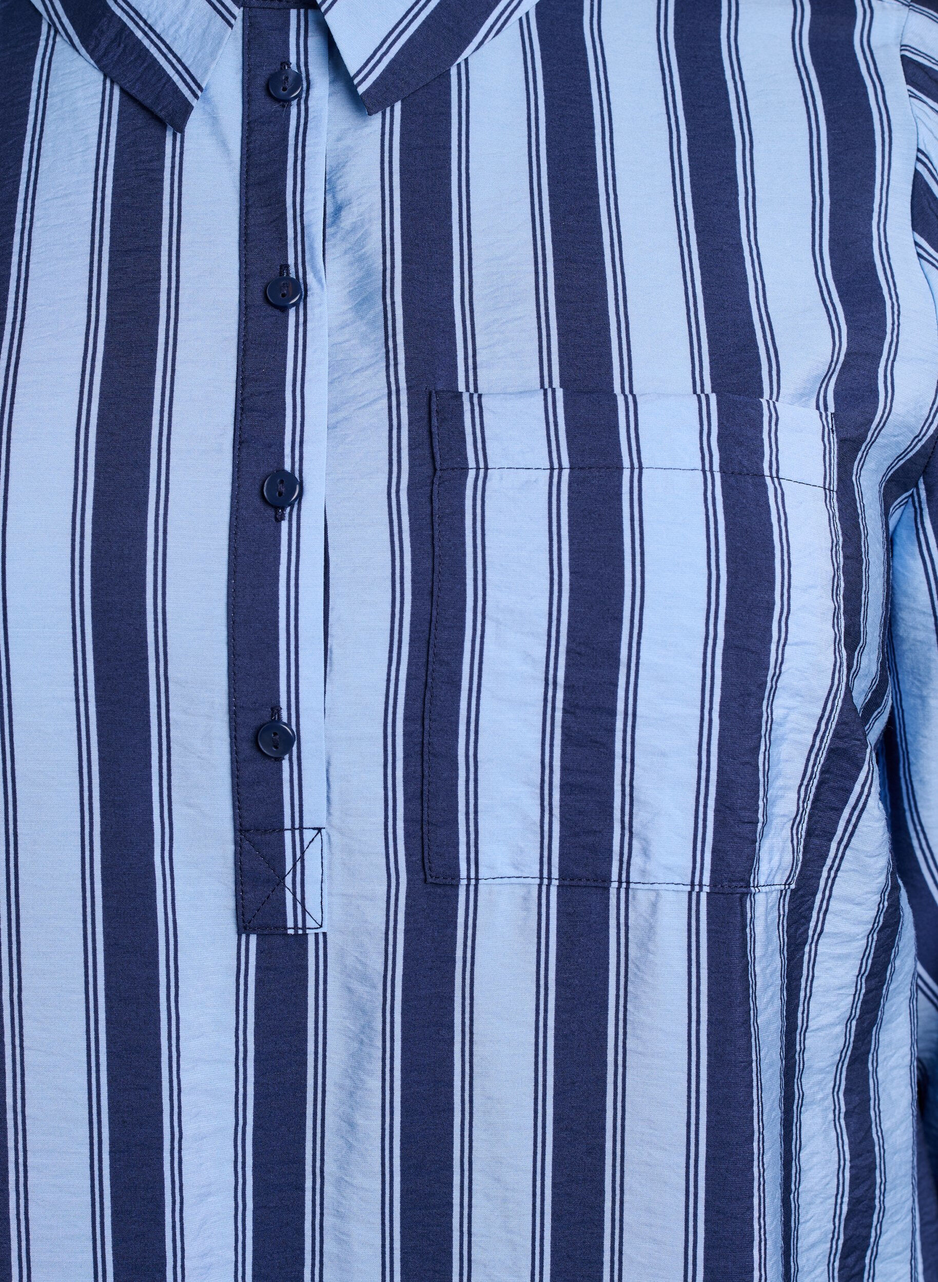 Zizzi Lyhyt mekko kauluksella ja rintataskulla, Sininen, Packshot image number 2