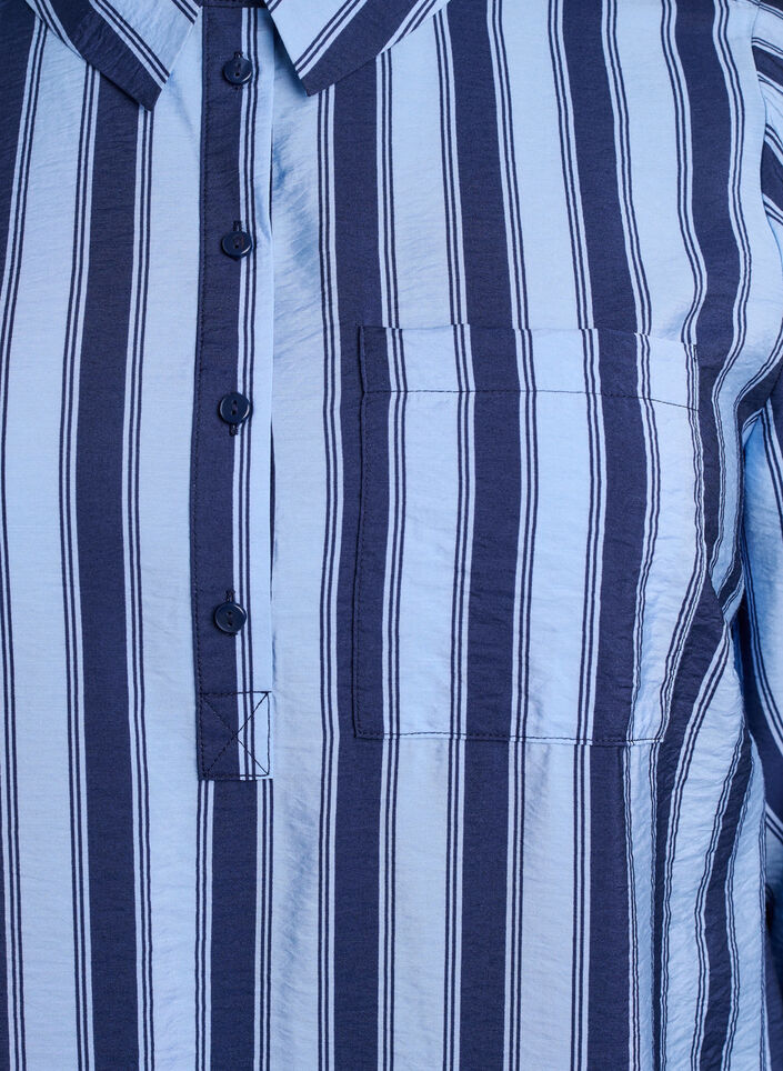 Lyhyt mekko kauluksella ja rintataskulla, Sininen, Packshot image number 2