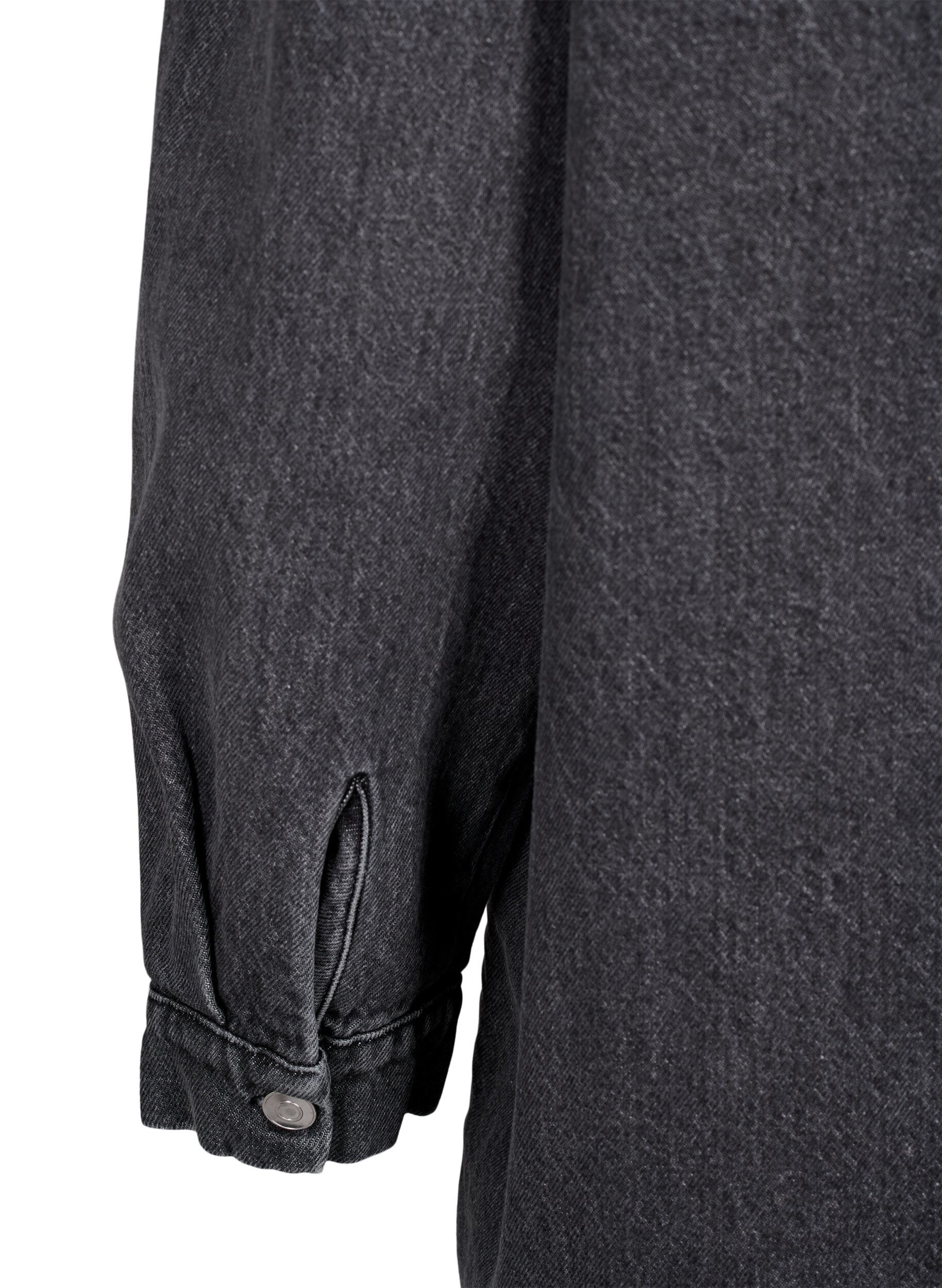 Zizzi V&auml;lj&auml; denim-takki napeilla, Grey Denim, Packshot image number 4