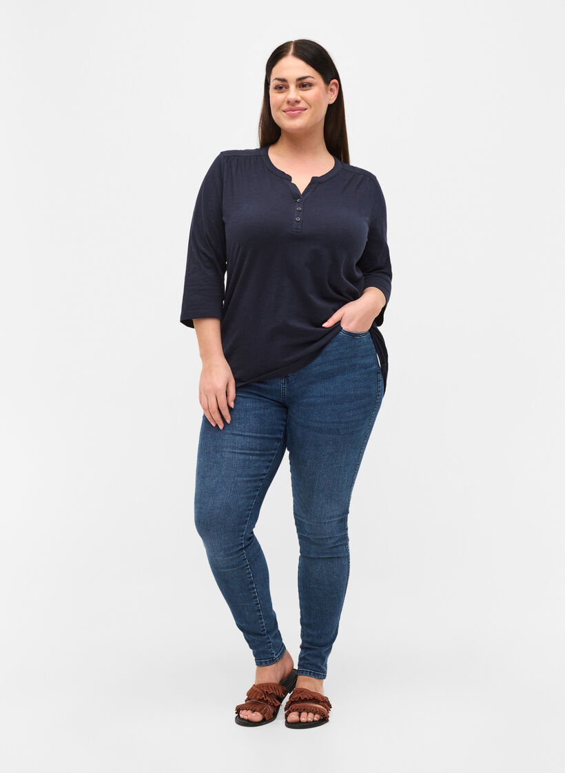 Puuvillapusero 3/4-hihoilla , Night Sky, Model image number 2