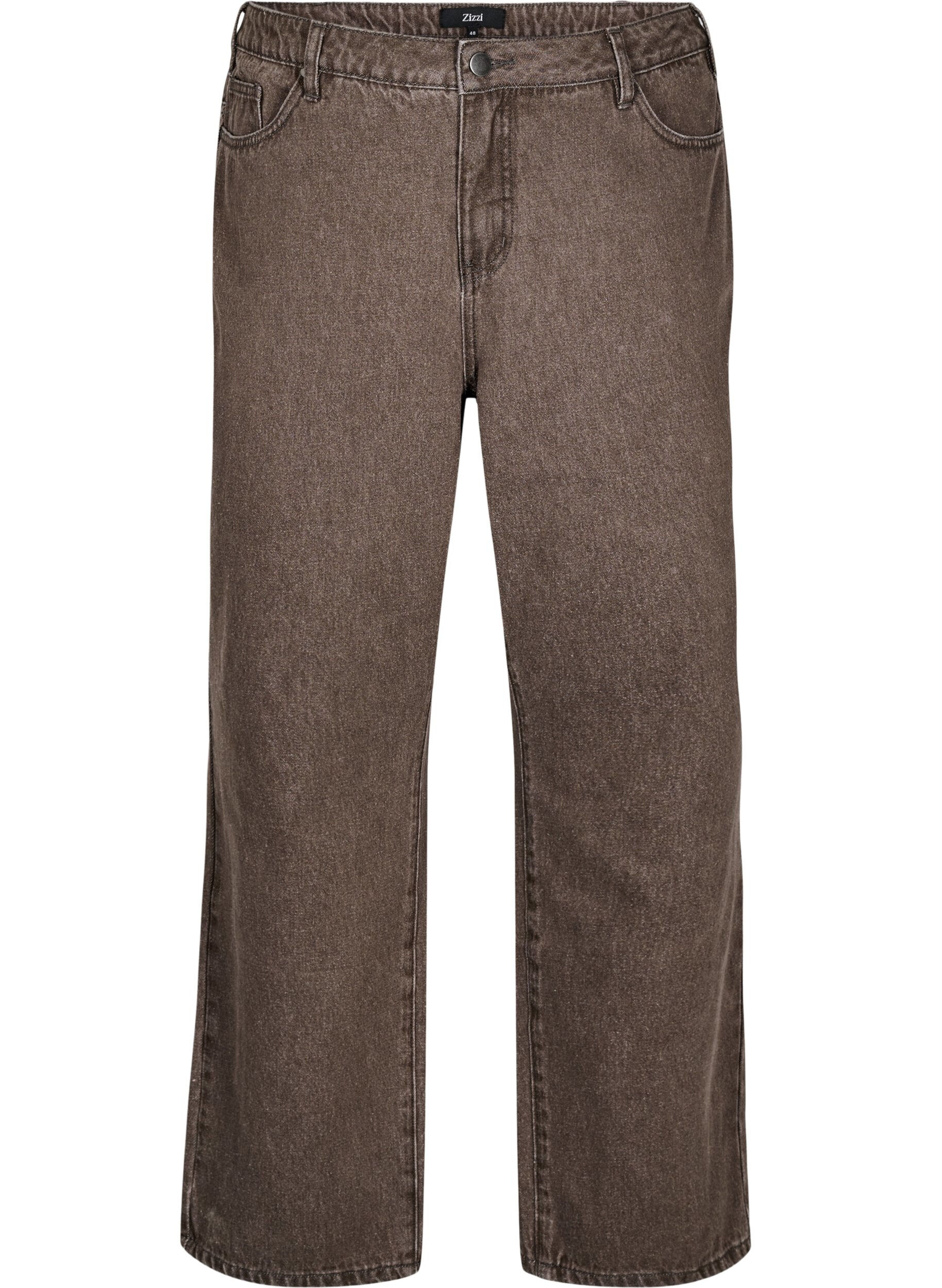 Zizzi Suorat istuvat farkut v&auml;rj&auml;tyll&auml; denimill&auml;, Ruskea, Packshot image number 0