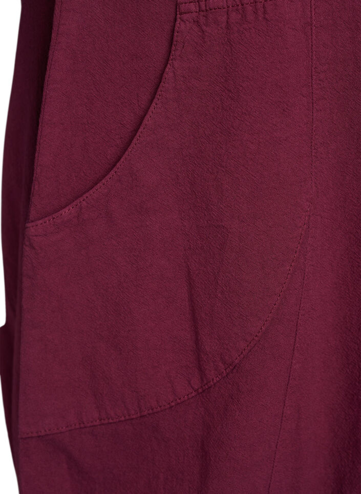 Lyhythihainen puuvillamekko , Tumma Bordeaux, Packshot image number 3