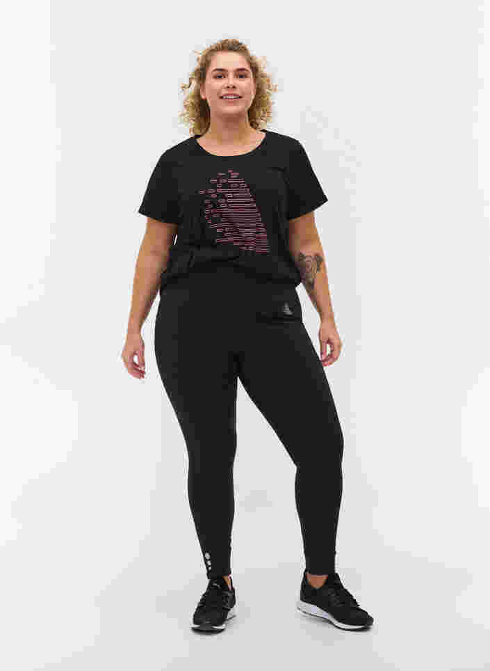 T-paita printillä treeniin , Black Diva Pink, Model image number 2