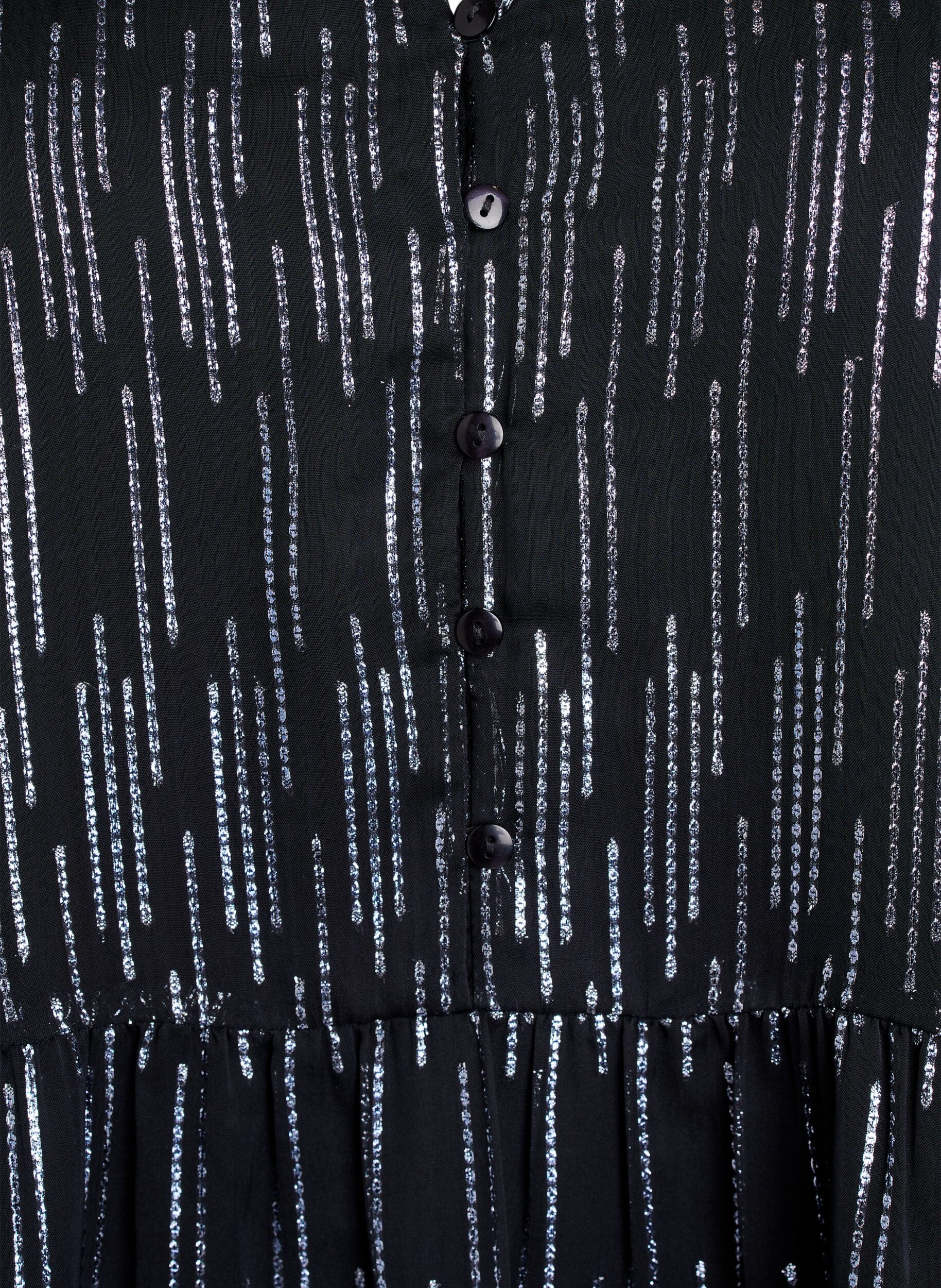 Zizzi Lyhyt juhlamekko glitterkuviolla, Musta, Packshot image number 2