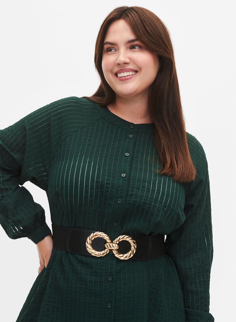 Joustava vyötärövyö kullanvärisellä soljella, Black, Model image number 0