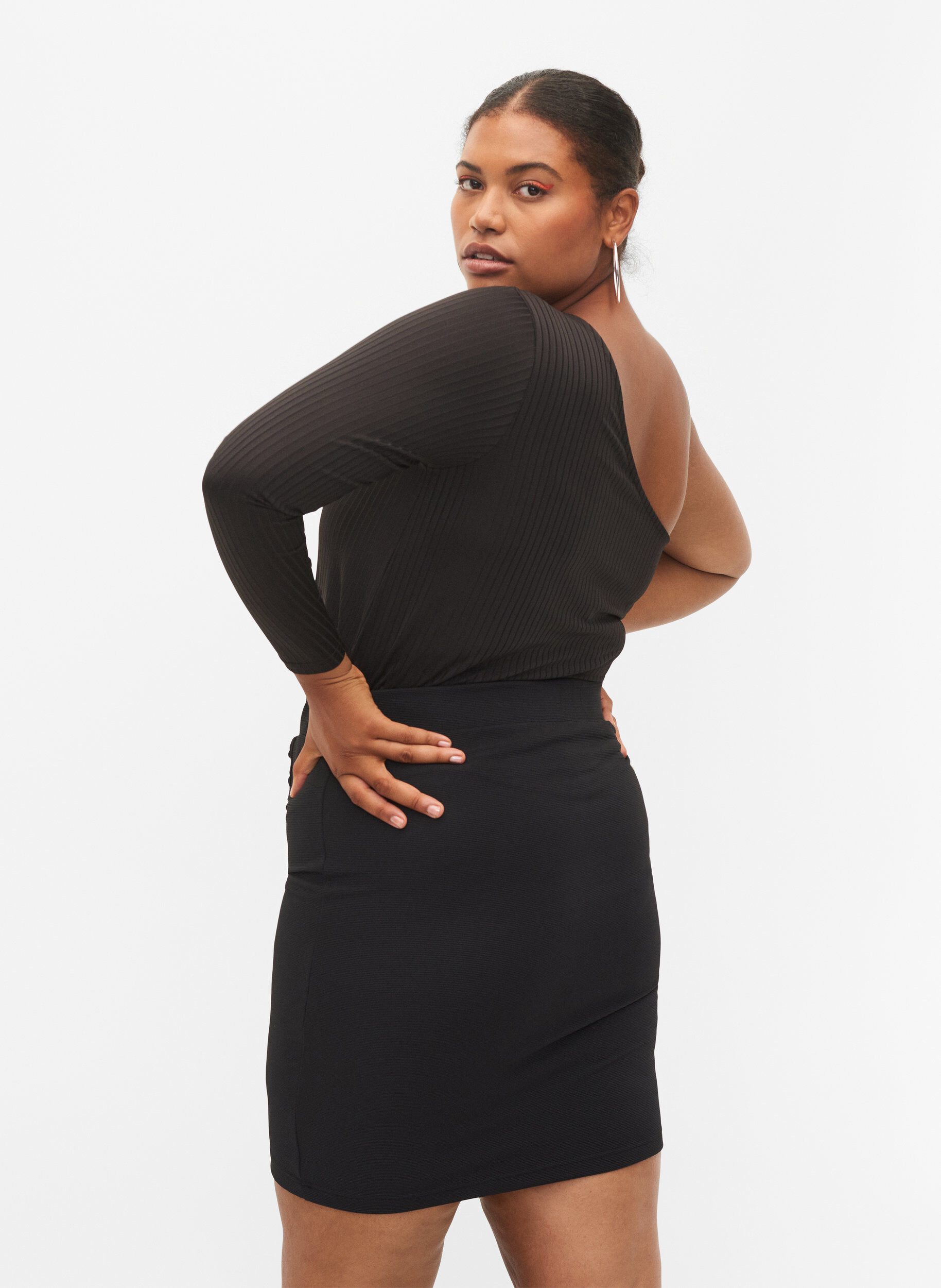 Zizzi One shoulder -pusero, Black, Model image number 1