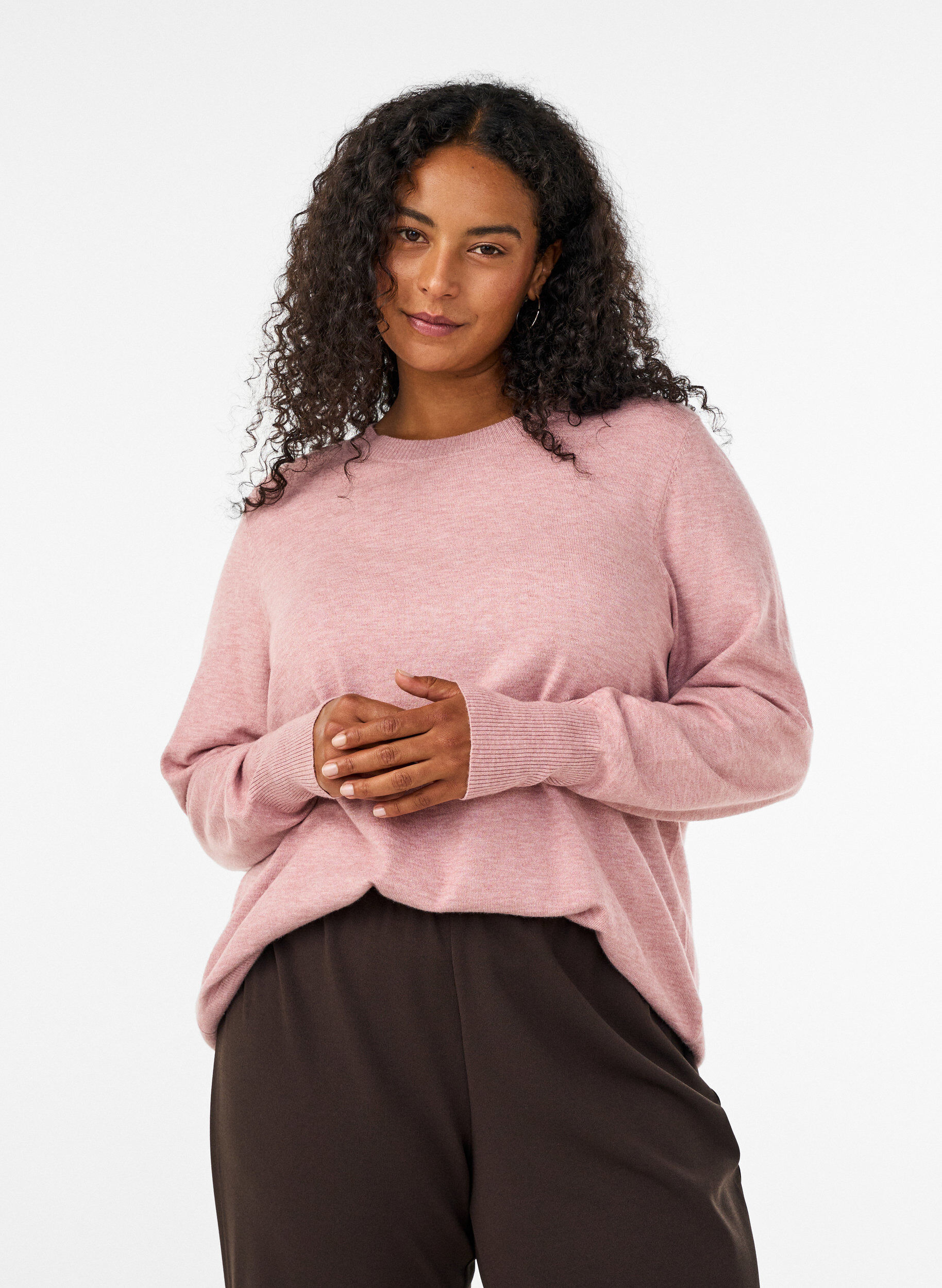 ZizziNeulepusero py&ouml;re&auml;ll&auml; p&auml;&auml;ntiell&auml;, Vaaleanpunainen, Model image number 0