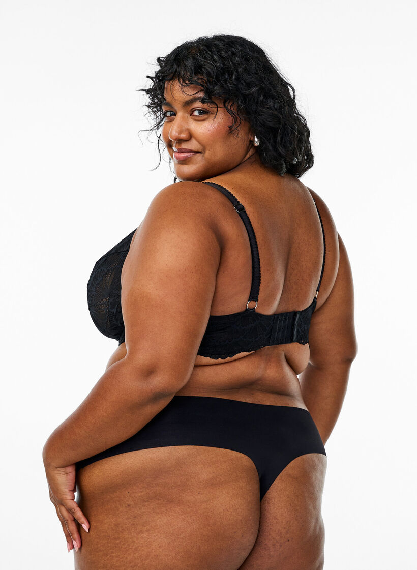 Täyspeittävä pitsirintaliivi kaarituella, Musta, Model image number 2