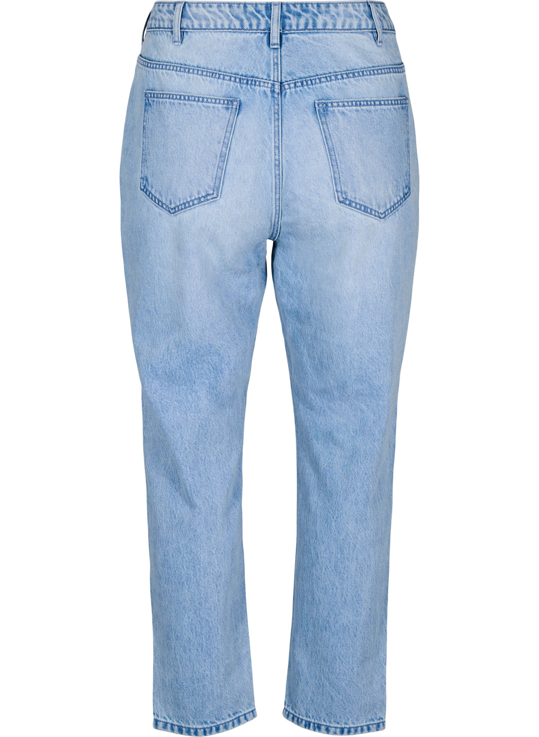Zizzi Mille Mom fit -farkut revityill&auml; yksityiskohdilla, Light Blue Denim, Packshot image number 1