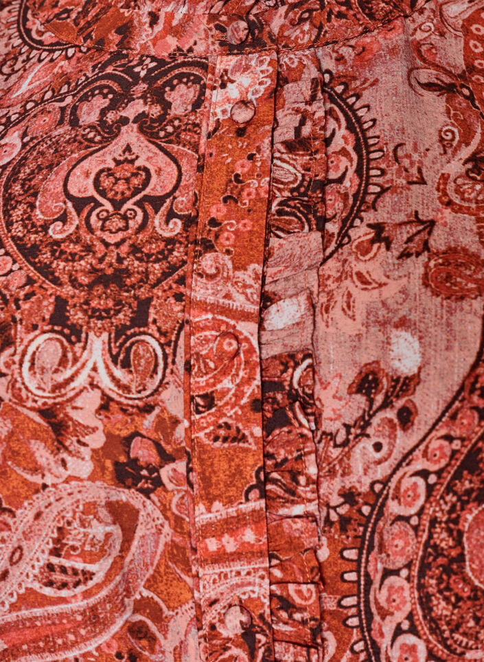 Viskoosipusero paisleykuosilla ja r&ouml;yhel&ouml;ill&auml;, Oranssi, Packshot image number 2