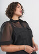 Organza-mekko rintataskuilla ja puffihihoilla, Musta, Model image number 3