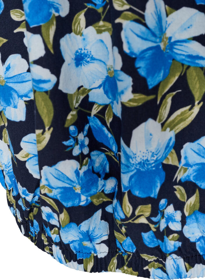 Lyhythihainen puuvillamekko kuosilla, Sininen, Packshot image number 3