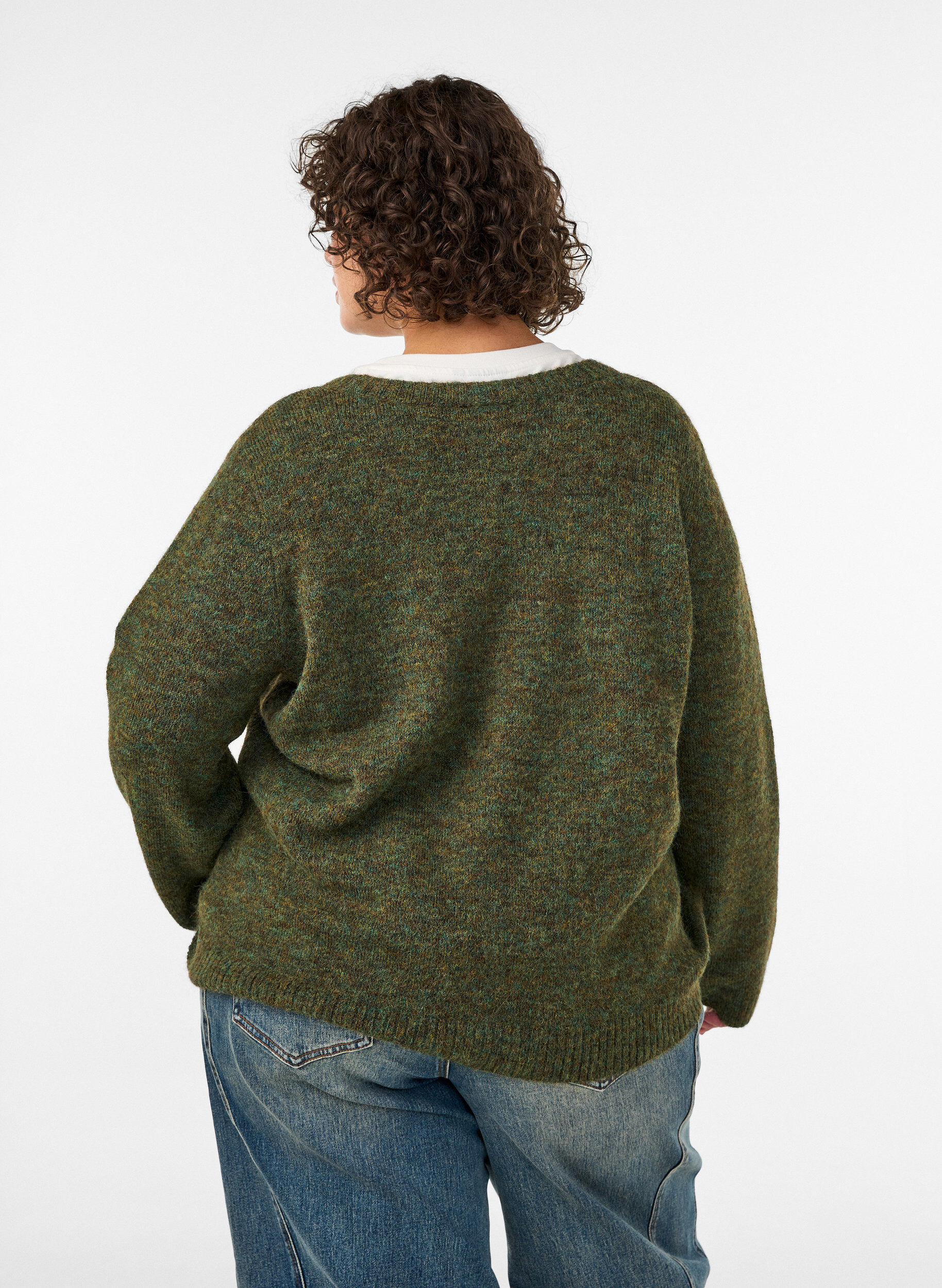 ZizziV&auml;lj&auml; neulepusero py&ouml;re&auml;ll&auml; p&auml;&auml;ntiell&auml;, Vihre&auml;, Model image number 2