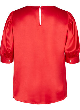 Kiiltävä pusero lyhyillä puhvihihoilla, Racing Red ASS, Packshot image number 1