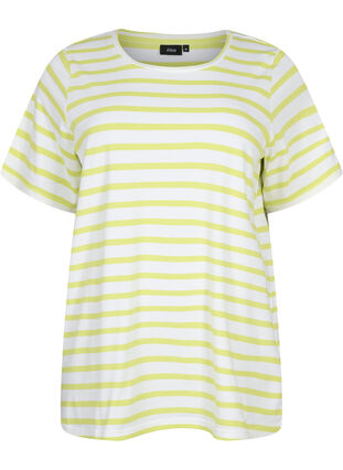Raidallinen t-paita luomupuuvillaa, Wild Lime Stripes, Packshot image number 0