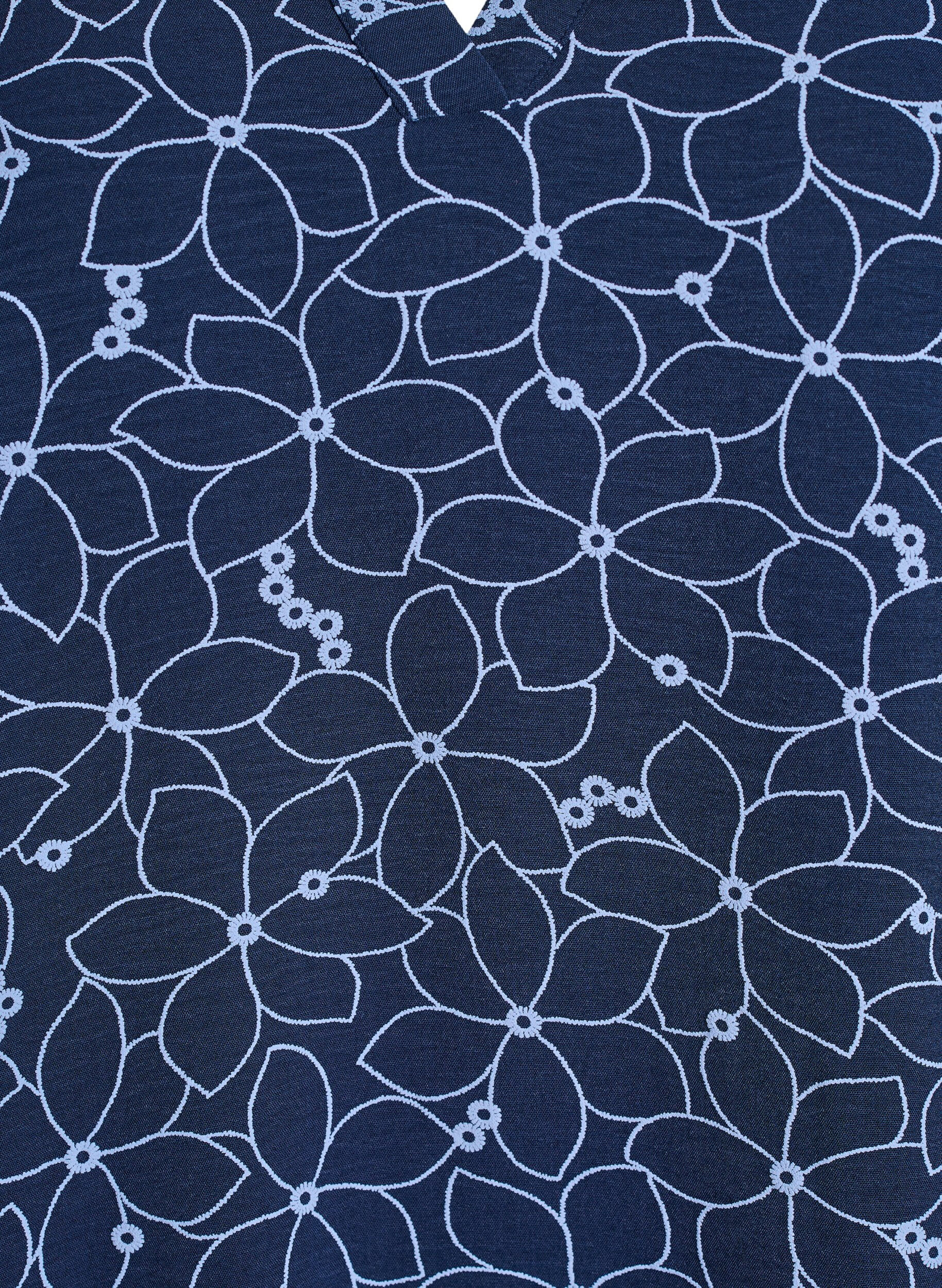 Zizzi Pitk&auml;hihainen pusero kukkakirjailulla, Sininen, Packshot image number 2