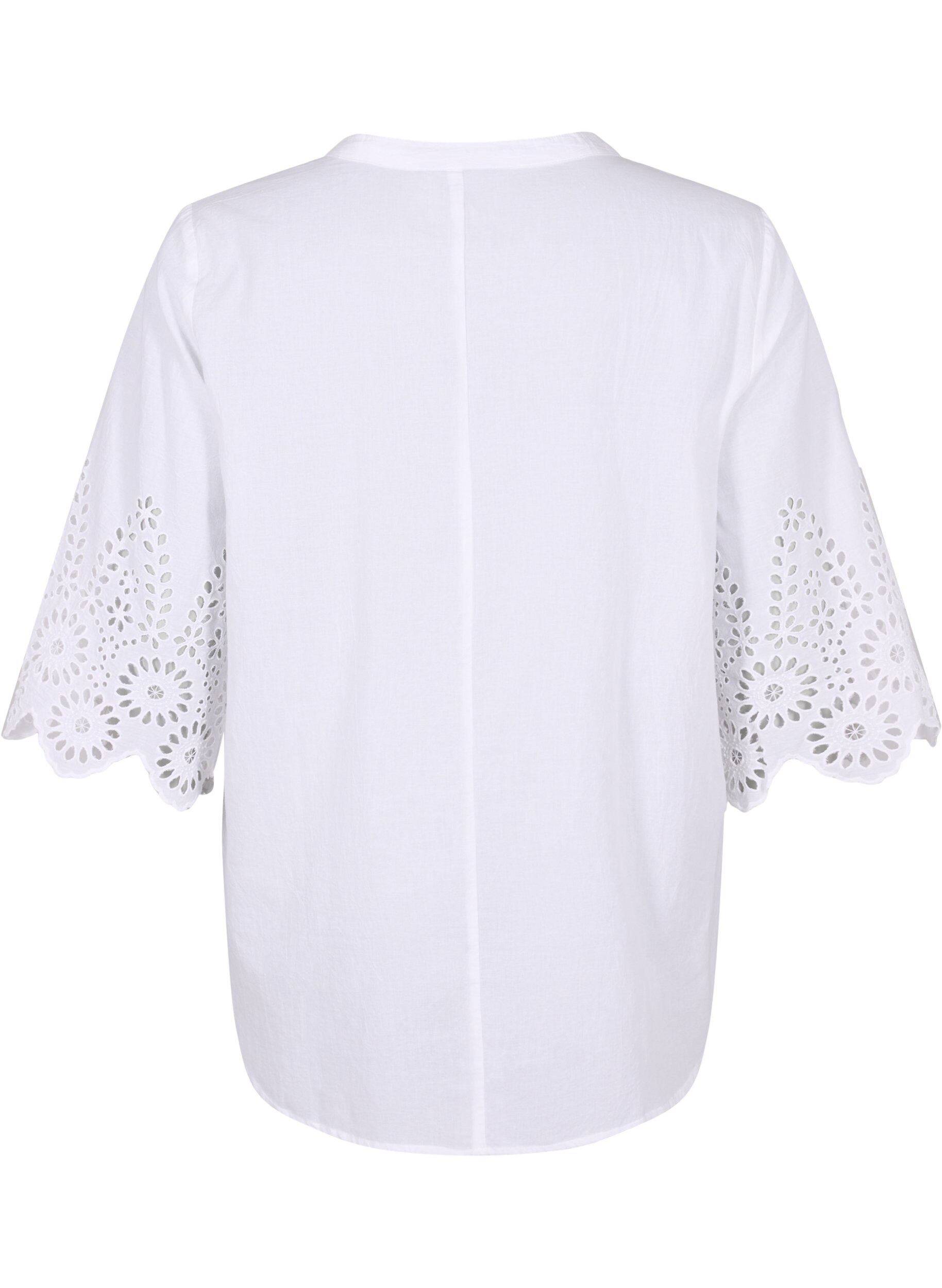 Zizzi Paitapusero broderi anglaisella ja 3/4-hihoilla, Bright White, Packshot image number 1